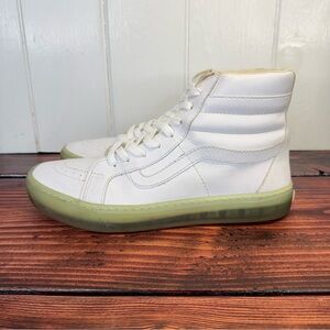 Vans Sk8-Hi Cup Clear Icy White Leather Sneakers Translucent Sole Women’s 10